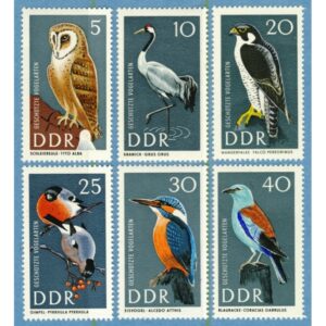 DDR 1967 M1272-7** fåglar 6 kpl