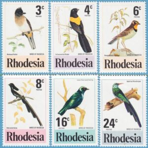 RHODESIA 1977 M188-93** fåglar 6 kpl
