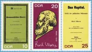 DDR 1968 M1365-7A strip** Karl Marx 3 kpl i strip