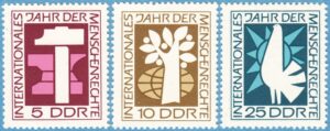 DDR 1968 M1368-70** mänskliga rättigheter 3 kpl