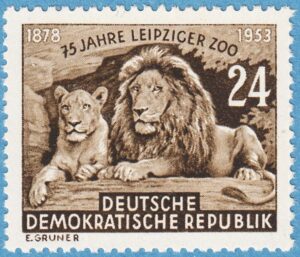 DDR 1953 M397** lejon på Leipzig Zoo 1 kpl