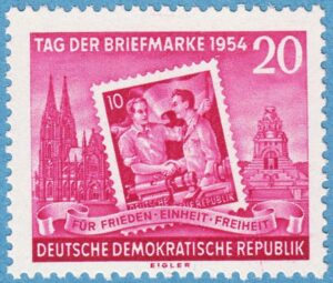 DDR 1954 M445X** frimärkets dag 1 kpl