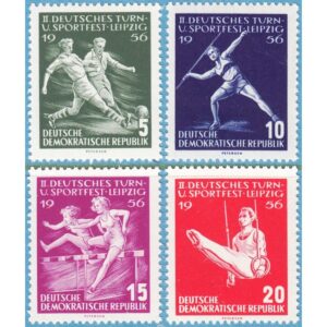DDR 1956 M530-3** fotboll – spjut – häcklöpning – gymnastik 4 kpl