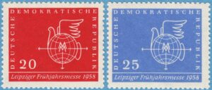 DDR 1958 M618-9** Leipzig vårmässa 2 kpl