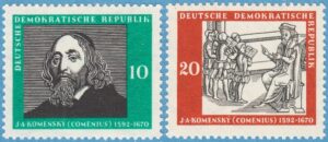 DDR 1958 M643-4** J.A.Comenius – skolundervisning på 1600-talet 2 kpl