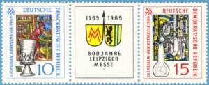 DDR 1964 M1052-3** Leipzig höstmässa – glas 2 kpl i strip