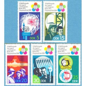 DDR 1973 M1862-6** ungdomsfestival 5 kpl