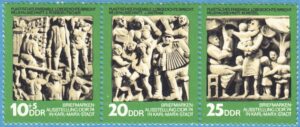 DDR 1974 M1988-90** frimärksutställning ”GDR 74” – reliefer 3 kpl i strip