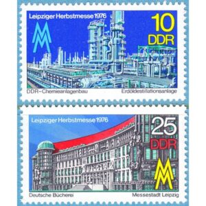 DDR 1976 M2161-2** oljerafinaderi – Leipzig bibliotek 2 kpl