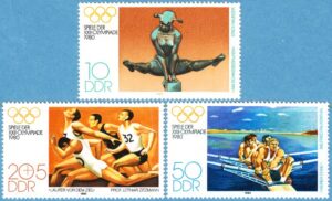 DDR 1980 M2503-5** sommar-OS – konst: gymnastik löpning rodd 3 kpl