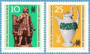 DDR 1985 M2929-30** Leipzig vårmässa med Meissen porslin 2 kpl