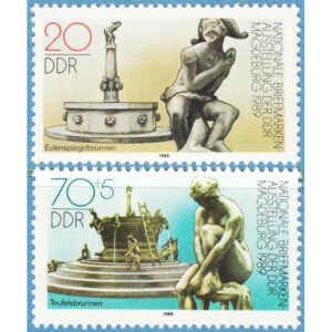 DDR 1989 M3265-6** frimärksutställning i Magdeburg – brunnar 2 kpl snc