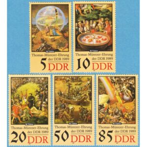 DDR 1989 M3269-73** Thomas Müntzer – konst av Werner Tübke 5 kpl