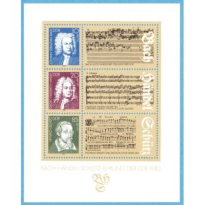 DDR 1985 M2931-3 BL81** Bach – Händel – Schültz kompositörer