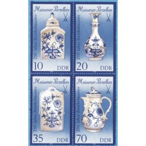 DDR 1989 M3241-4 II** Meissen porslin med teburk och kaffekanna 4 kpl i block  större format